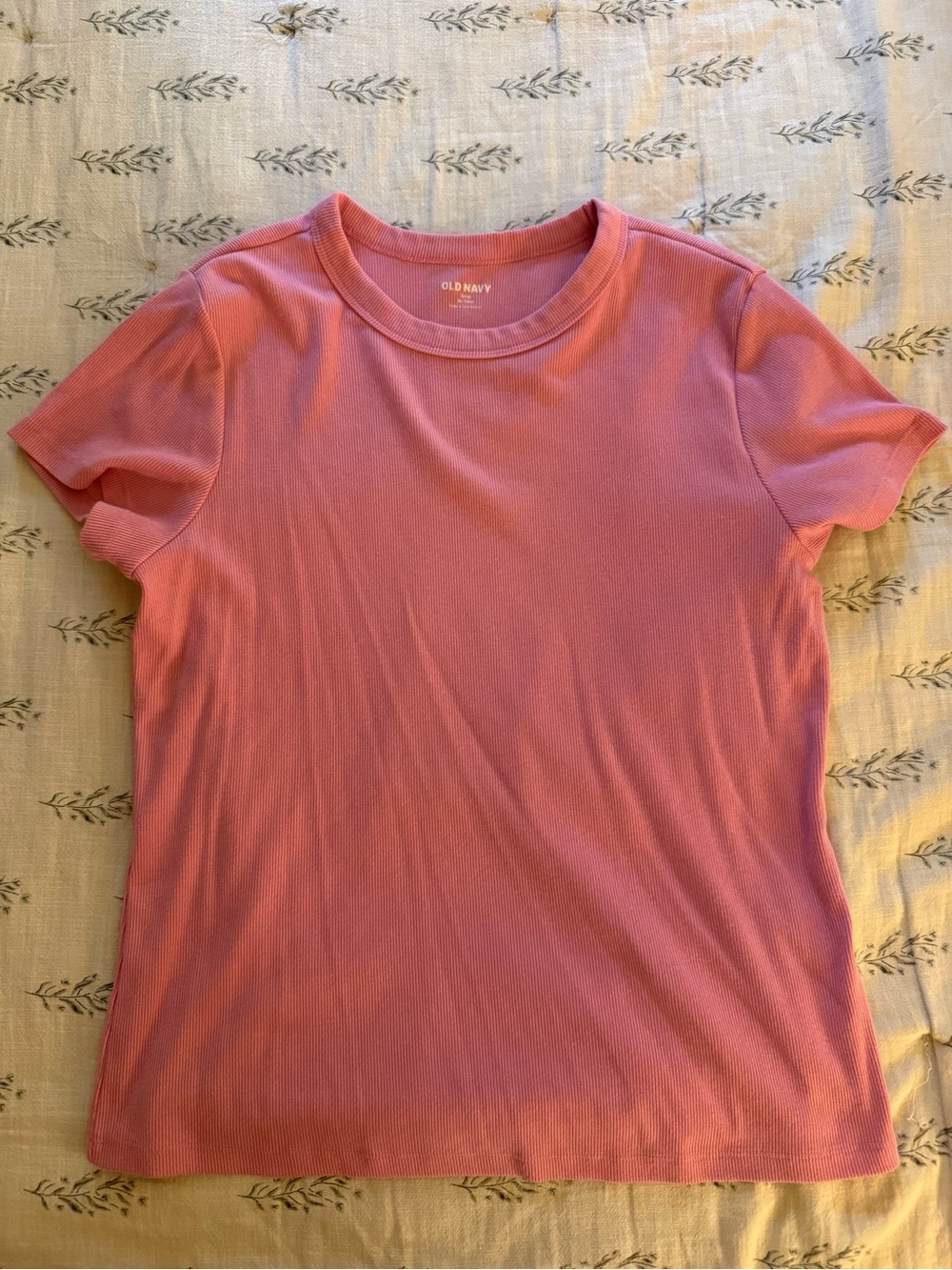 Old Navy Rose Pink Ribbed Crewneck Short-Sleeve Tee in XL tall